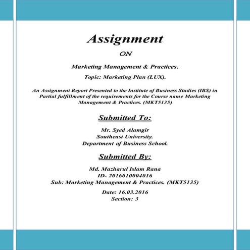 Marketing plan (LUX).