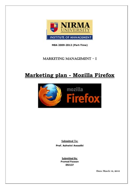 Marketing plan mozilla firefox
