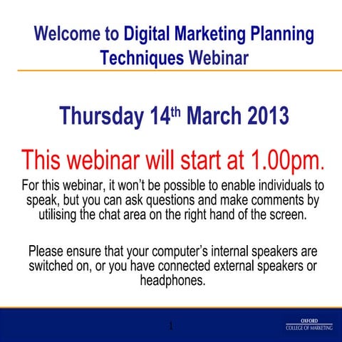 Marketing planning techniques webinar 140313