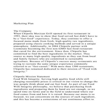 Marketing PlanThe Company When Chipotle Mexican Gril.docx