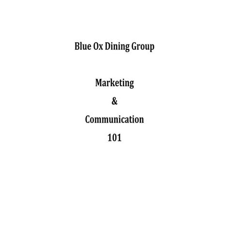 Blue Ox Marketing 101
