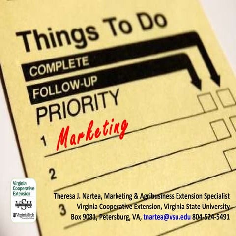 Marketing priorities for farmers markets