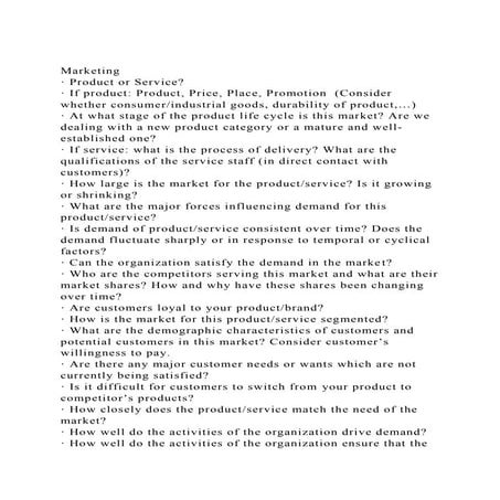 Marketing· Product or Service · If product Product, Price, P.docx