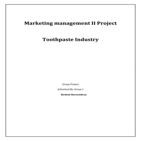 Marketing project toothpaste industry