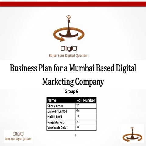 Business Plan for a Mumbai Based Digital Marketing Company