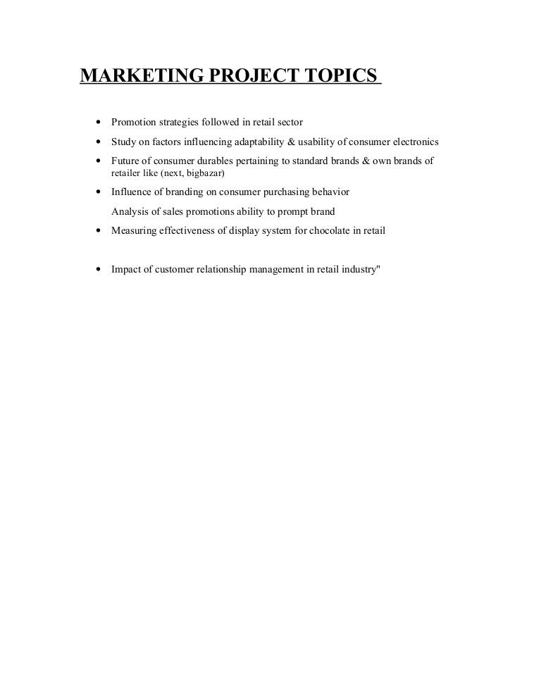 Marketing Project Topics