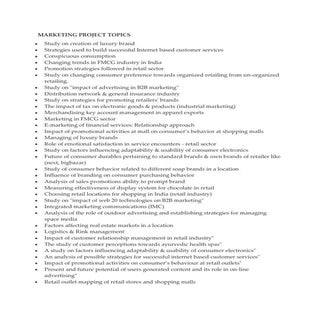 Marketing project topics