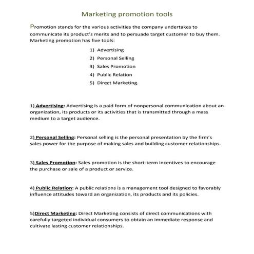 Marketing promotion tools