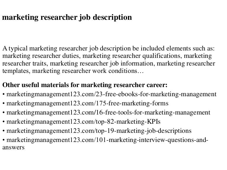 marketing research job profile