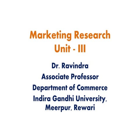 Marketing Research PPT - III