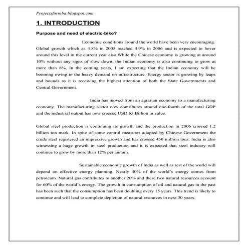 Marketing research project on electric bike