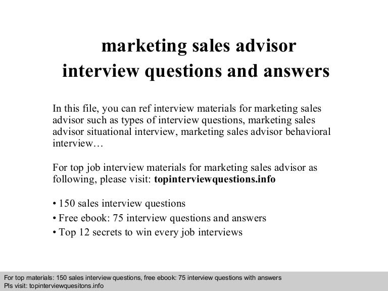 sales advisor interview questions