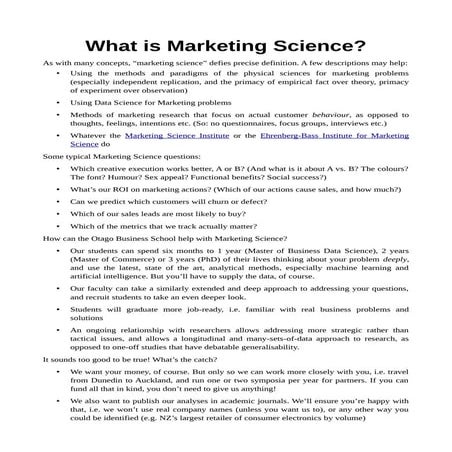 Marketing Science at OBS