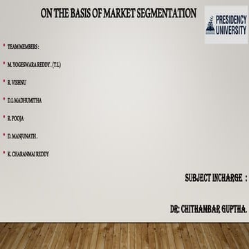 Marketing segmentation