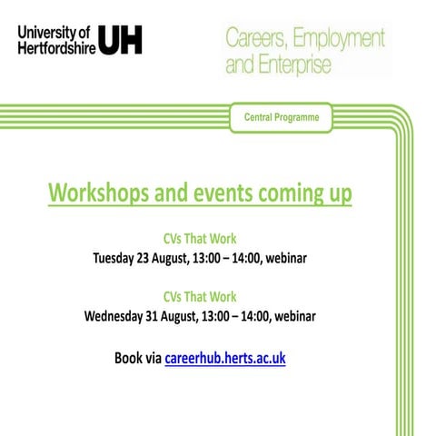 Events week commencing 22 August 2016