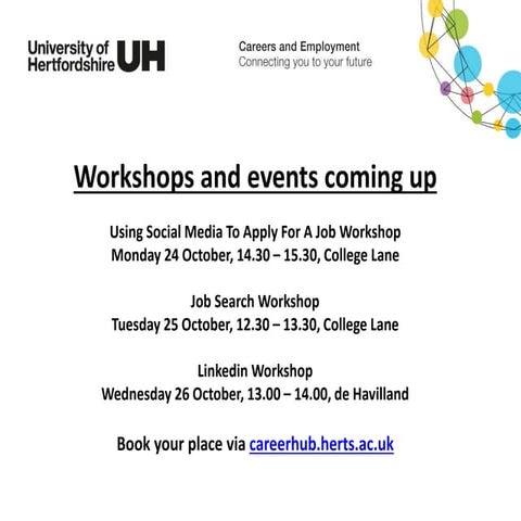 Events week commencing 24 October 2016