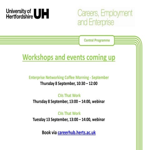 Events week commencing 5 September 2016