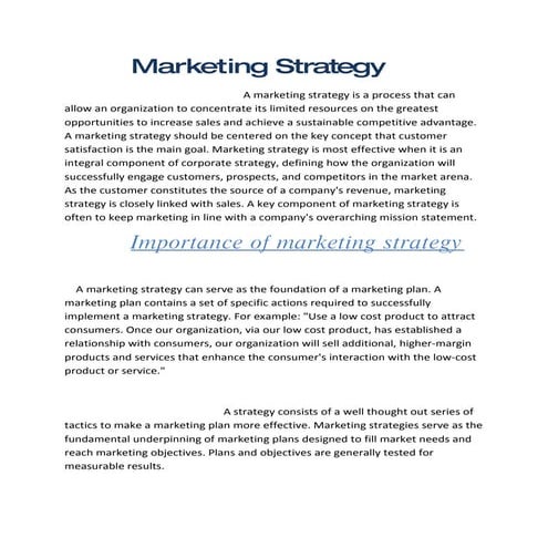 Marketing Stategy
