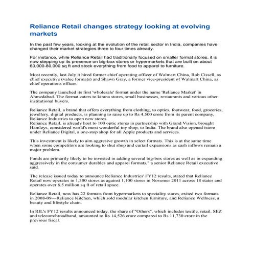 Marketing strategies   retail