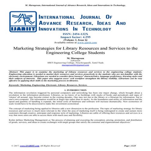 Marketing strategies for library resources and services to the engineering co...