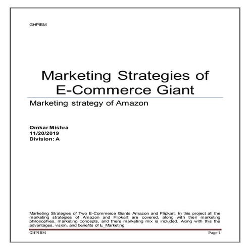 Report on marketing strategies of Amazon