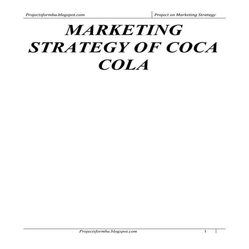 Marketing strategies of coca cola