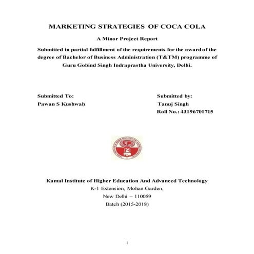 MARKETING STRATEGIES OF COCA COLA 
