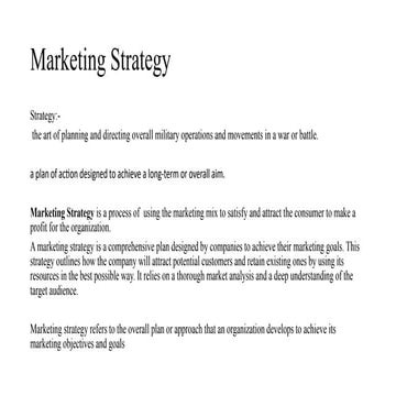 Elements  Components  marketing Strategy