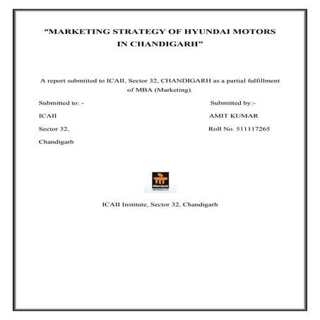 Marketing strategy of hyundai motors in chandigarh