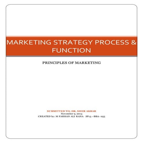 Marketing strategy process and function