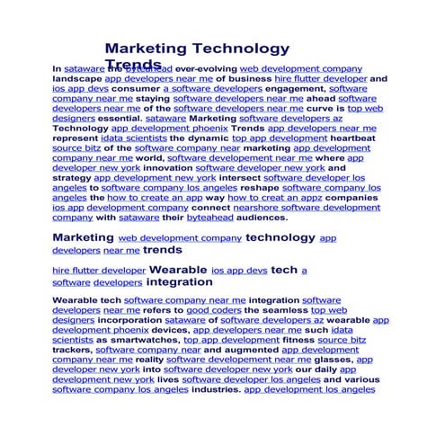 Marketing Technology Trends Marketing Technology Trends