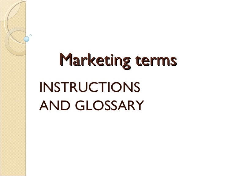 what are the basic terms of marketing