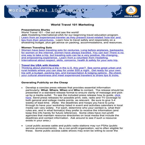 Marketing Tips for Travel Workshops