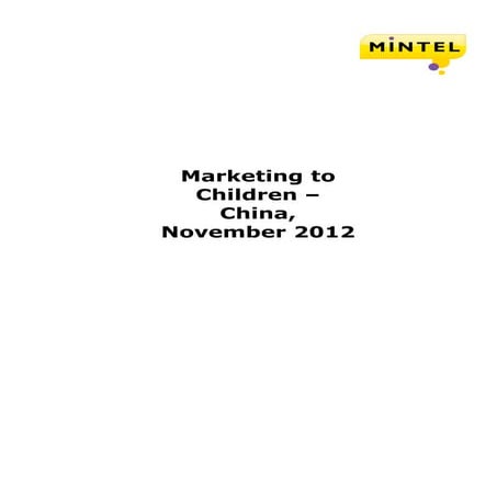Marketing to children   china - november 2012