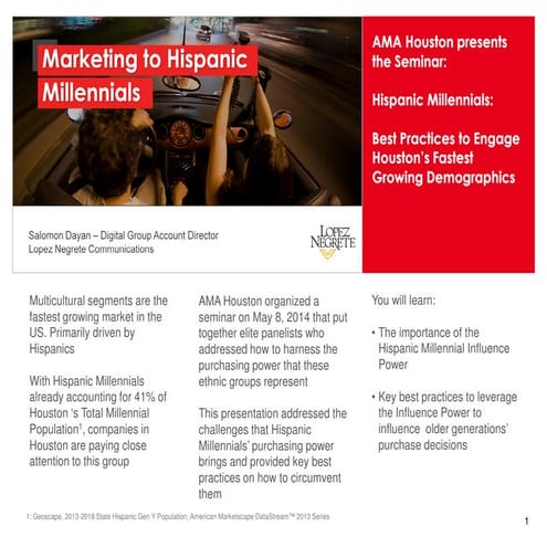 Marketing Hispanic Millennials (Note pages)