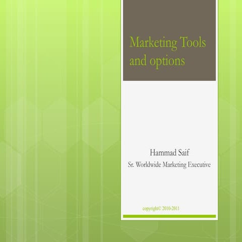Marketing Tools And Options