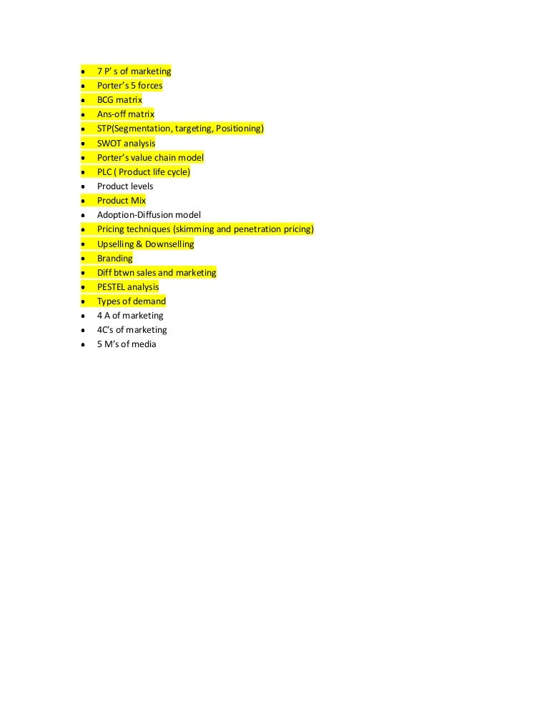 Marketing Viva Topics 1 