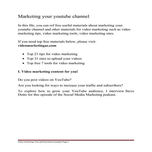 Marketing your youtube channel