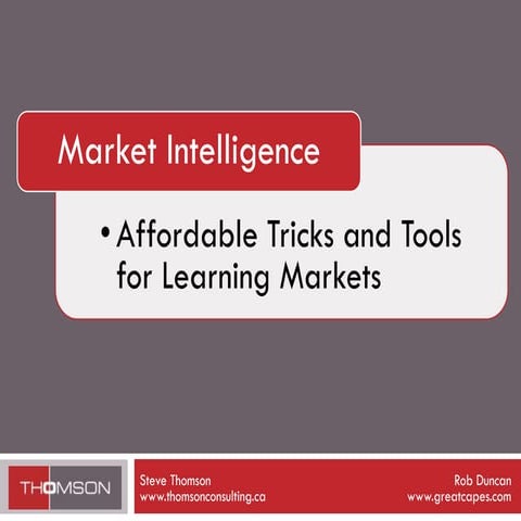 Market Intelligence - Affordable Tricks And Tools For Learning Markets