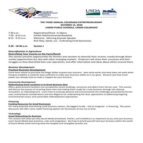 MarketPlace 2010 Agenda