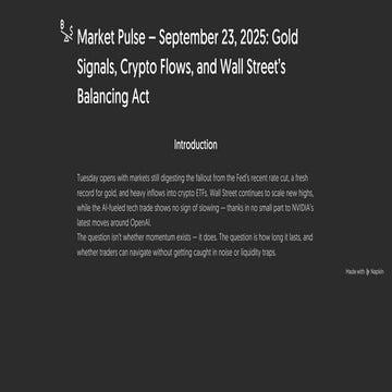 Market Pulse – September 23, 2025: Gold Signals, Crypto Flows, and Wall Stree...