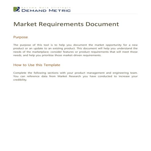 Market Requirements Document 