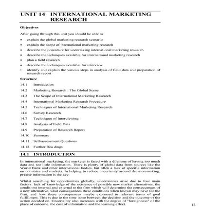 M arket research chapter