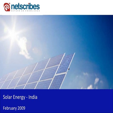 Market Research India - Solar Energy Market in India 2009