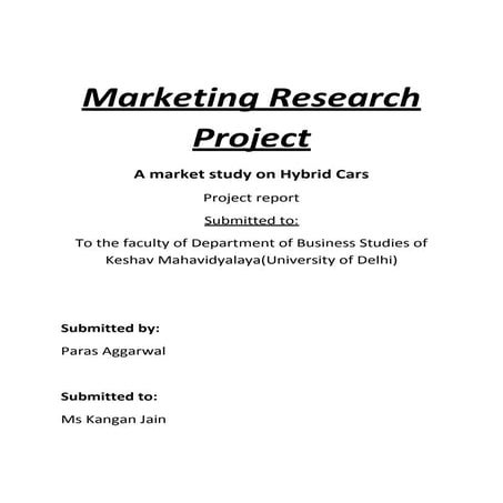 Market research project on hybrid cars