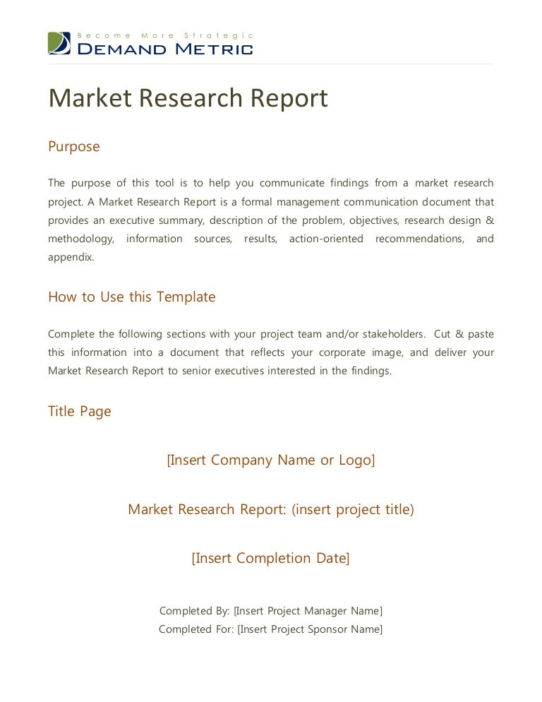 market research report journal