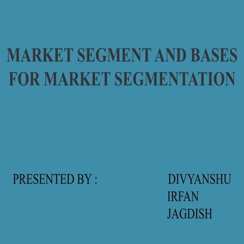 Market segmentation and bases for segmentation