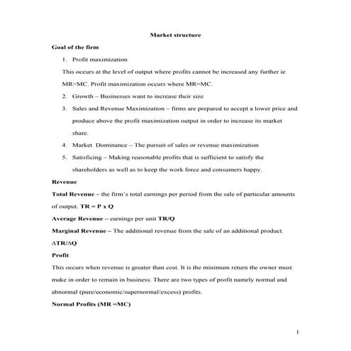 Market structure now