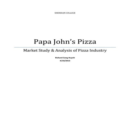 Market study & Analysis of pizza industry