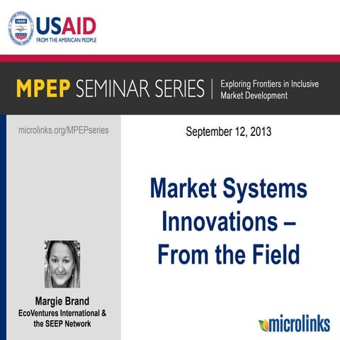 Creating incentives through a Market Systems Development approach | PPTX